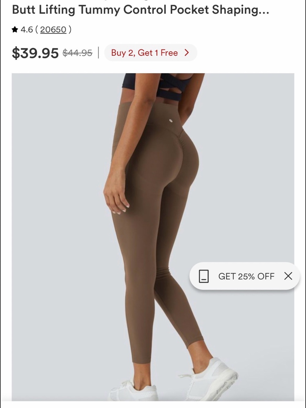 Halara Butt Lifting Tummy Control Pocket full length Leggings - Brown